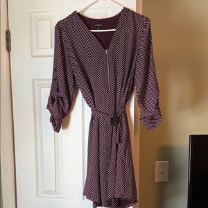 Express Maroon Dress with White Dots